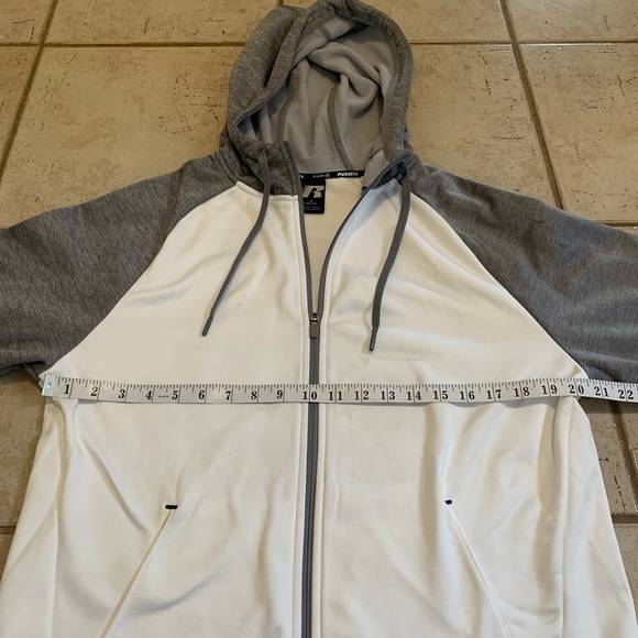 Russell Dri-Power 360 Full-Zip Hoodie Sweatshirt White/Gray Size M - Picture 4 of 7
